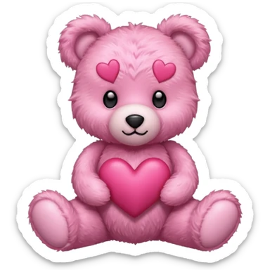 pink cute teddy bear sending hearts and love sticker
