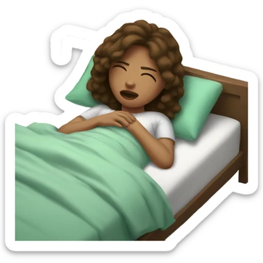 Girl with brown hair sick in bed sticker