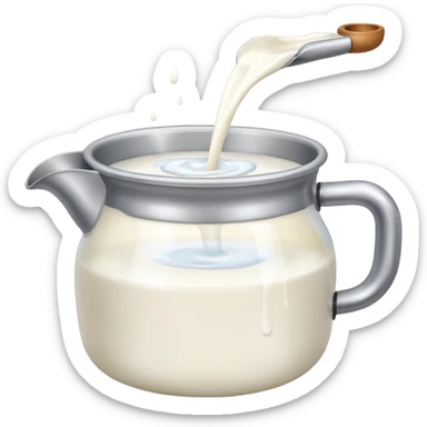 Milk flowing in a pot sticker