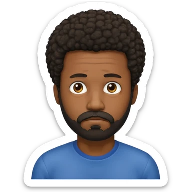 black man with beard, mustache, and short afro sad sticker