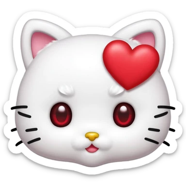 Hello Kitty face with red heart eyes sticker