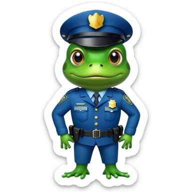 A frog police officer sticker