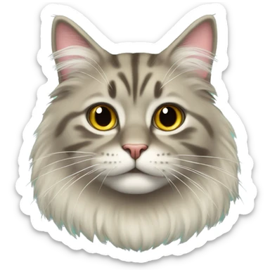 long haired happy christmas cat sticker