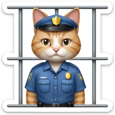 cat jail cry place with police cat sticker