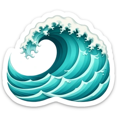 Create a highly polished, 3D game UI–style illustration of a  SEA WAVE sticker