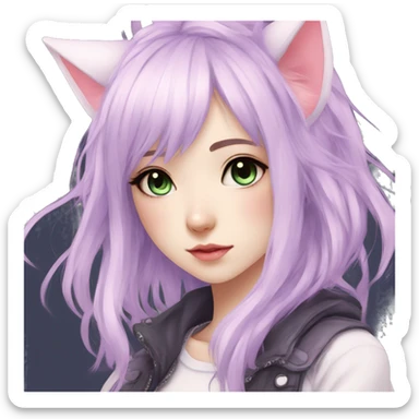 Edgy Kawaii Cute Cool Beautiful Elegant Pretty Pastel Anime Catgirl sticker