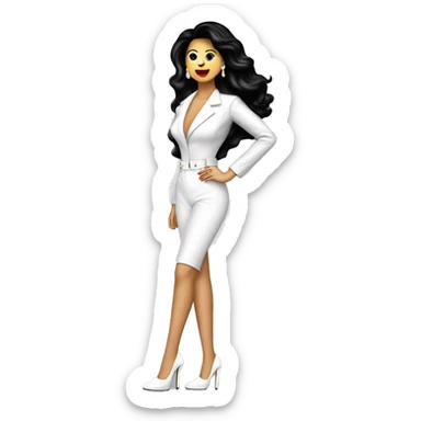 Selena Quintanilla vestida de color blanco y tacones altos plateados sticker