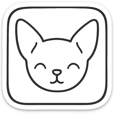 app icon of a sphinx cat face heavily influenced by Mew's cuteness, rounded soft minimal single color no facial features modern and sleek sticker