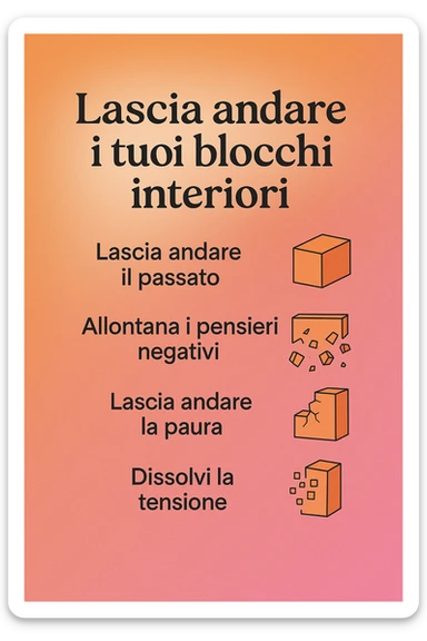 infografica stile post di instagram con titolo "Lascia andare i tuoi blocchi interiori" sticker
