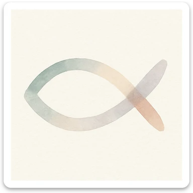 ichthys symbol, watercolor art style sticker