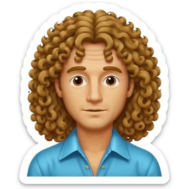70s 80s men with long curly hair style  sticker