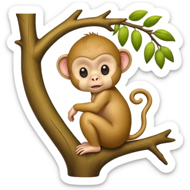Baby monkey sitting on tree sticker