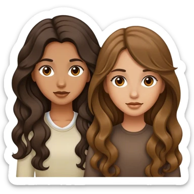 Two tan girls with long dark wavy hair sticker