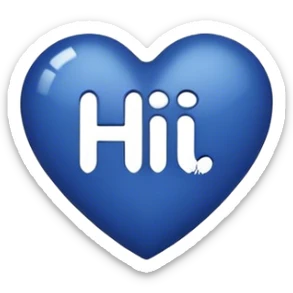 Dark blue heart with the words hi in the middle  sticker
