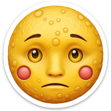 A circular yellow face with many close together face herpes sores sticker