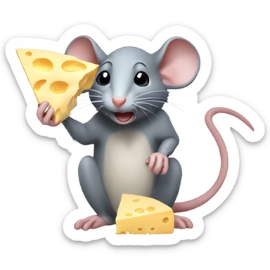 rat eating cheese sticker