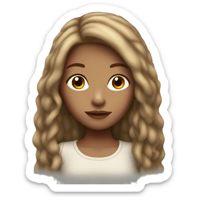 Girl with light Skin and brown Long hair and freckles sticker