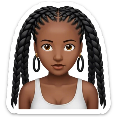 portrait of dark-skinned woman with black cornrows  sticker