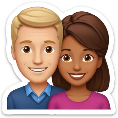 Pareja romántica el hombre blanco y la mujer morena sticker