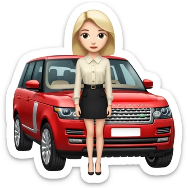 Mujer mona bonita joven, vestida elegante pero chic con una range rover sticker