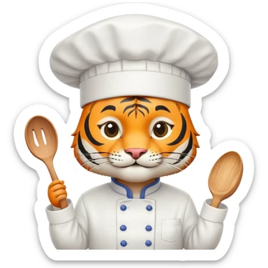 Tiger chef cooking sticker