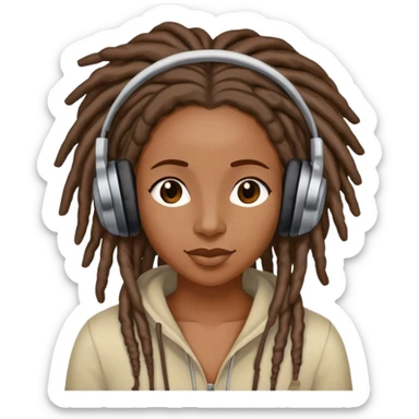 Black woman with locs listening to music sticker