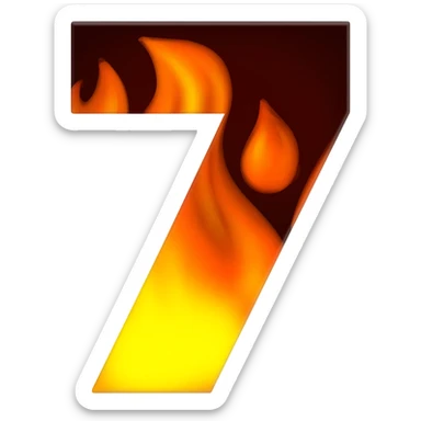 a red flaming number seven. with big flames inside it sticker