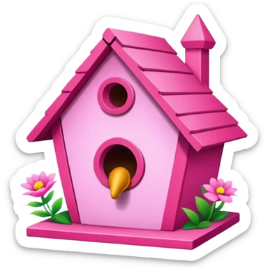 pink bird's house with flower sticker