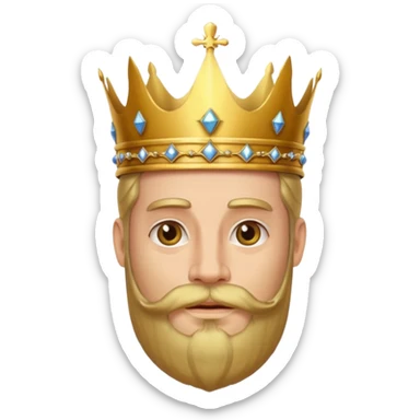 Bearded King, King with golden beard and ornate crown. sticker