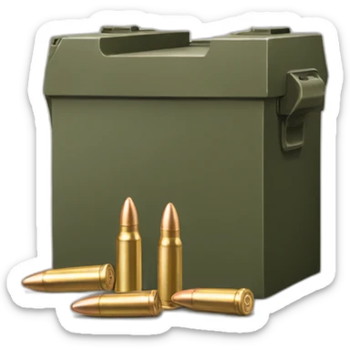 Ammunition box with bullet sticker
