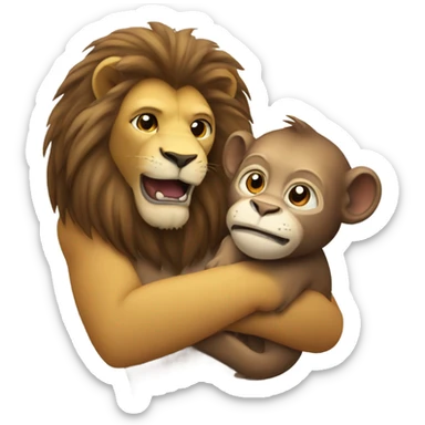 Lion Being held by a monkey sticker