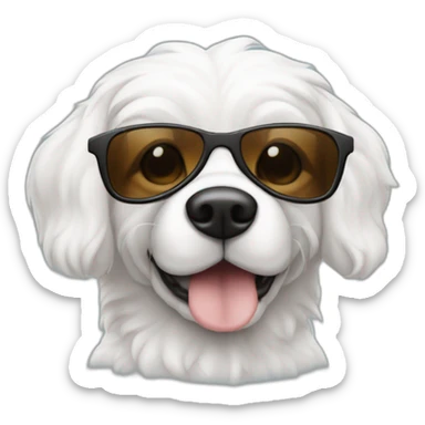 Un perro blanco con manchas marrones con gafas de sol sticker
