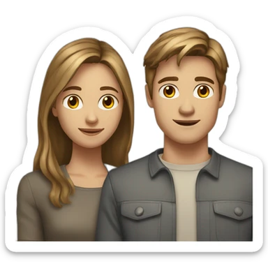 Young couple 20 years old, guy hast brown hair and girl dark blond, both are european sticker