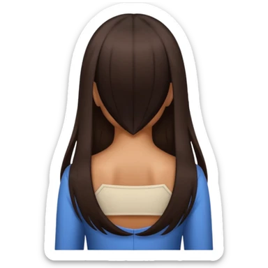 Uma menina morena de Costas com o cabelo solto, o cabelo dela é longo, liso e castanho escuro sticker