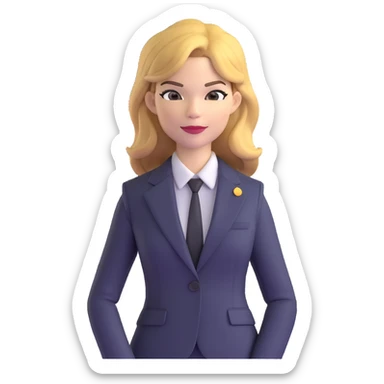 Michelle Monaghan with honey blonde hair as CEO in business suit sticker