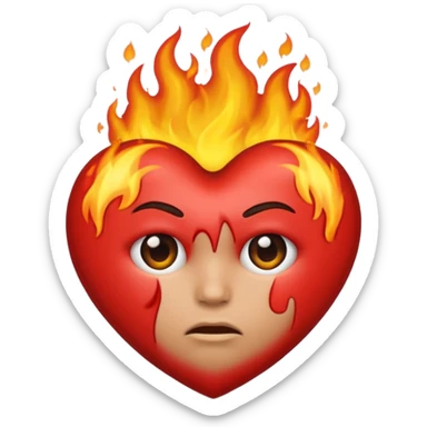 Heart frowning whilst burning  sticker