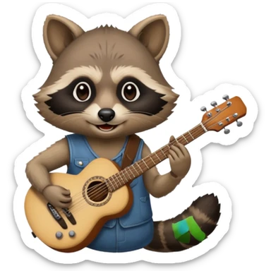 crazy Raccon with guitar sticker