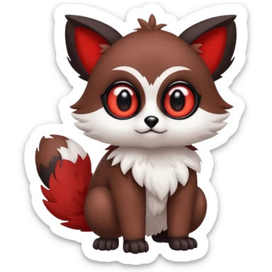 Cute cool white red dark-brown animal hybrid Fakemon full body sticker