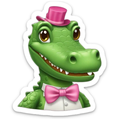 girlie-crocodile-with-a-pink-bow-tie-on-the-head sticker