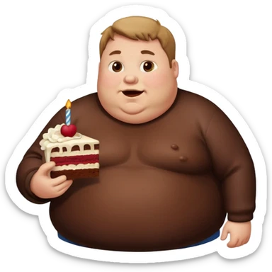 Fat man eating cake sticker