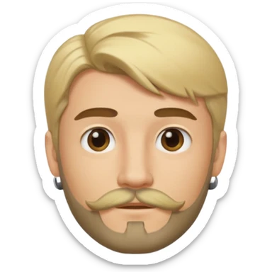 cute blonde guy with mullet and a dark beard with moustache sticker
