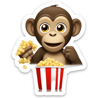 Monkey eating popcorn sticker