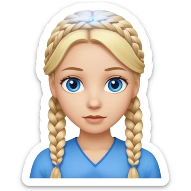 white girl with 10 blonde braids sticker