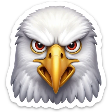 an eagle with fear face sticker