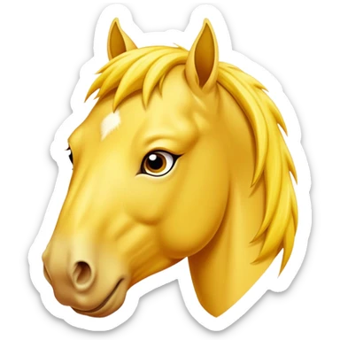 A mature all-yellow horse with its face facing the screen sticker