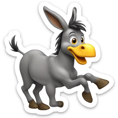 Donkey smacking duck sticker