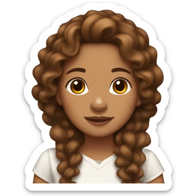 TAN SKIN GIRL WITH LONG BROWN CURLY HAIR AND A CORGI  sticker