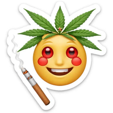 Emoji qui fume un joint  sticker