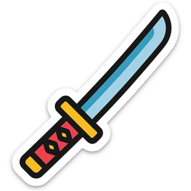 katana sword icon with color outline sticker