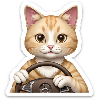 Cat driving in mercedes sticker